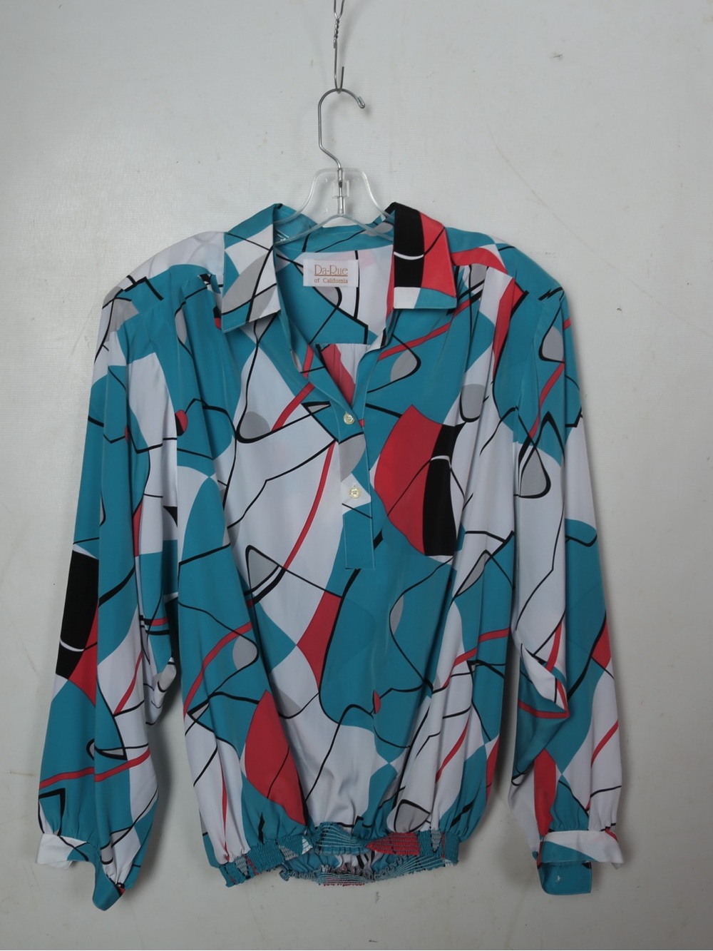 Da Dee Teal Abstract Print Button-Down Top